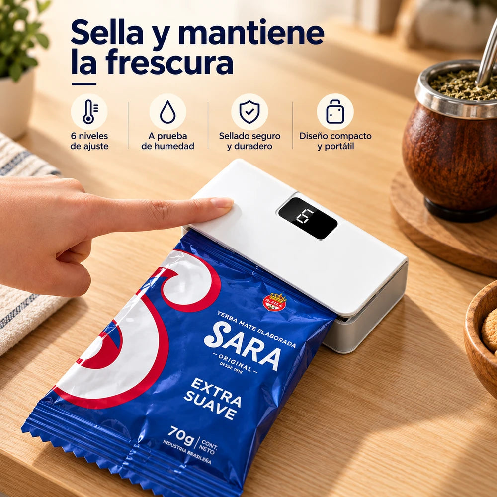 Sellador de Bolsas Digital con Imán para Heladera